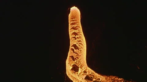 Active Volcano Lava Eruption 4K 50FPS Stock Footage 205027695