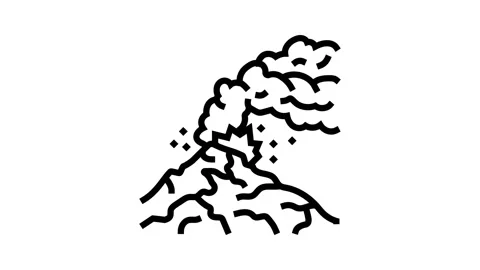 Active volcano lava line icon animation Stock Footage 326135539