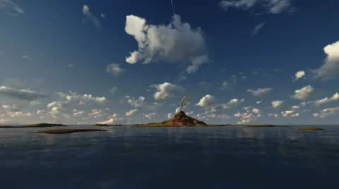 Active volcano in ocean, time lapse clouds 스톡 동영상 22414439