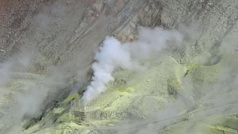 Active volcano sulphur vents Video stock 79385585