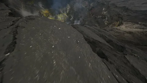 Active volcano vent video from drone fpv Stock Footage 252644711