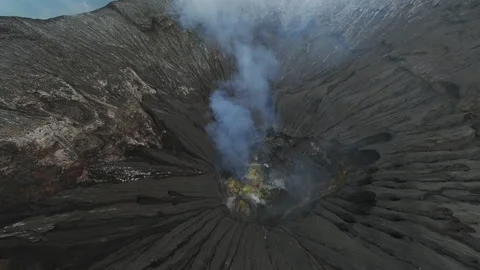 Active volcano vent video from drone fpv Stock Footage 252644951