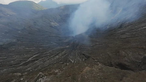 Active volcano vent video from drone fpv Stock Footage 252645876