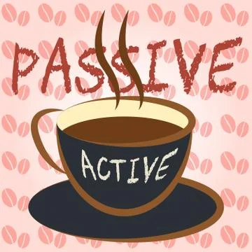 Active Vs Passive Coffee Shows Positive Attitude 3d Illustration Stockillustratie