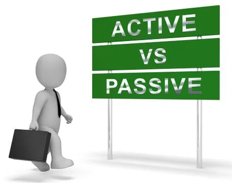 Active Vs Passive Sign Shows Positive Attitude 3d Illustration Illustrazione stock