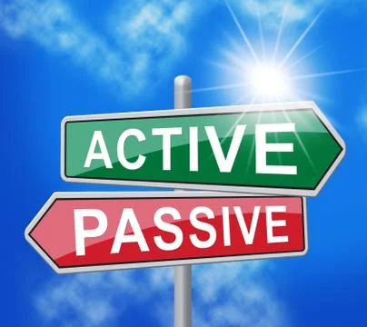 Active Vs Passive Signpost Demonstrates Positive Attitude 3d Illustration 스톡 일러스트