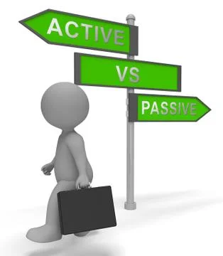 Active Vs Passive Signpost Showing Positive Attitude 3d Illustration Stockillustratie