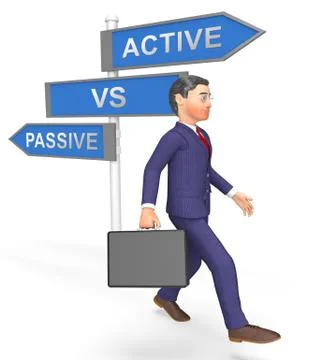 Active Vs Passive Signpost Shows Positive Attitude 3d Illustration イラスト素材