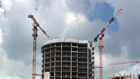 Active work of construction cranes. Stock Footage 77824998