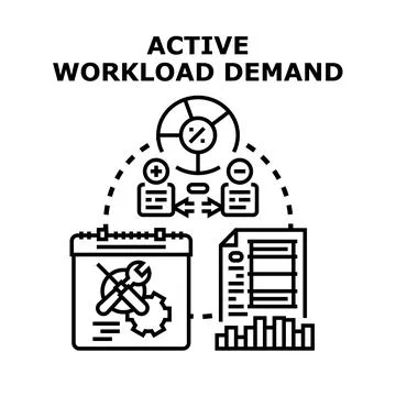 Active workload demand management planning operations Stock Illustration
