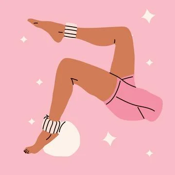 Active Workout Pose with Ball and Wristbands Illustration Stock Illustration