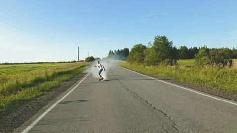 Active Young Boy With Skateboard Stock Footage 78675332