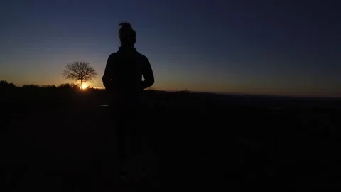 Active Young Female Running Toward Summer Sunset Nature Countryside Fitness Stock Footage 145252622
