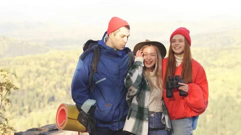 Active young people have fun on fresh air in forest Stock Footage 143693035