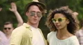 Active young people waving hands, dancing to music, reflection in sunglasses HD Footage