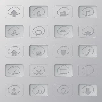 Active/inactive cloud  button set Stock Illustration