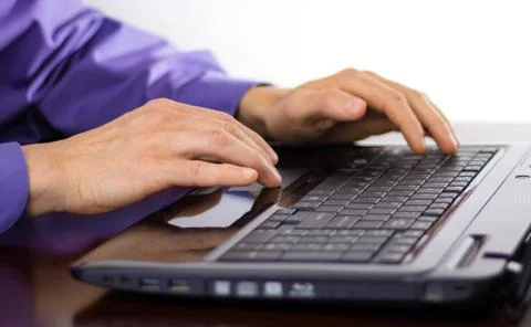 Actively working at computer 写真素材