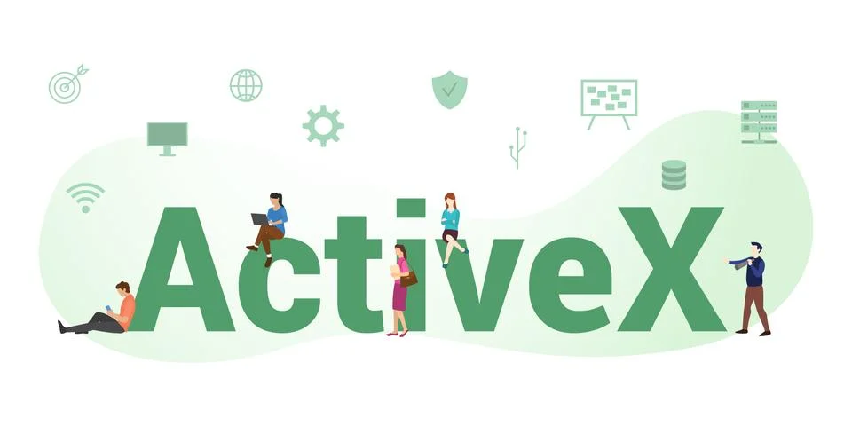 Activex technology engine concept with big word or text and team people with  Stock Illustration