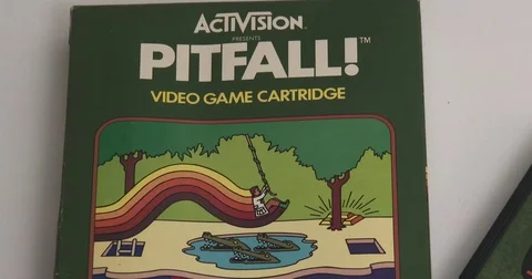 Activision - Pitfall - Video Game Box - Atari 2600 Stock Footage 85203586