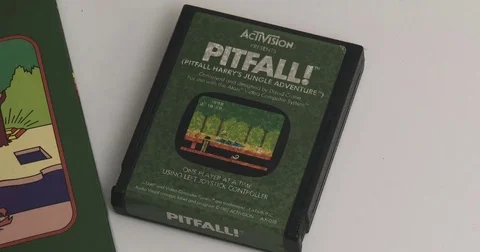 Activision - Pitfall - Video Game Cartridge - Atari 2600 Stock Footage 85203666