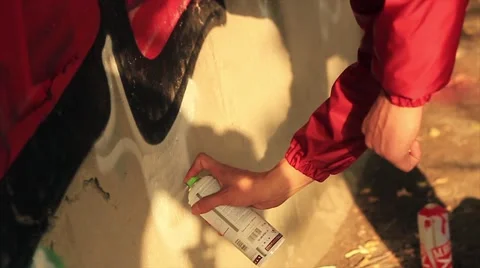 Activist doing making propaganda on the wall by graffiti Video stock 61129369