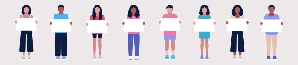 Activists hold blank banners Stock Illustration