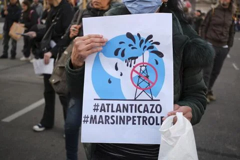Activists protesting against seismic exploration for offshore oil exploitatio Stock Photos
