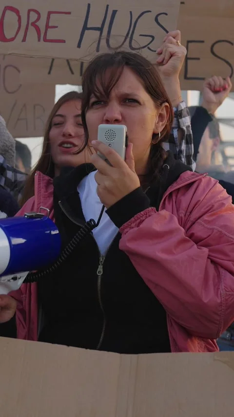Activists protesting against war and lies Stock Footage 313844109