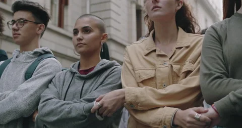 Activists protesting silently Stock Footage 130776179