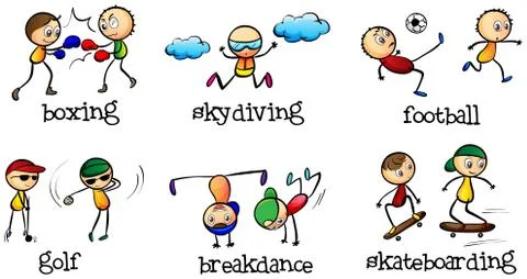 Activities that can be done indoor and outdoor Stock Illustration