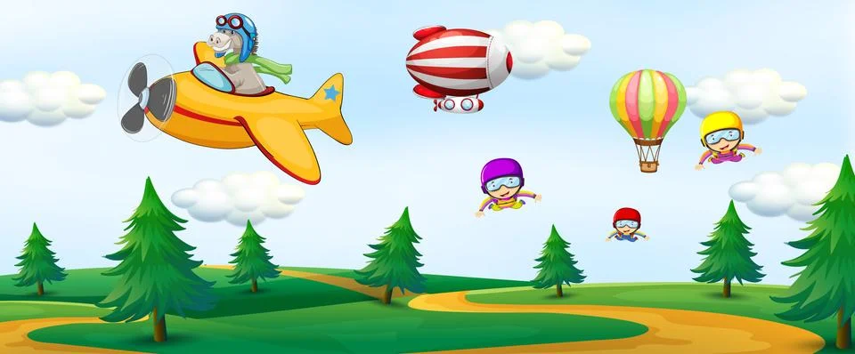 Activities in the sky Stock Illustration