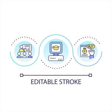 Activities in virtual reality loop concept icon Stock Illustration