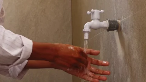 The activity of ablution is washing hands before praying Stock Footage 304636979
