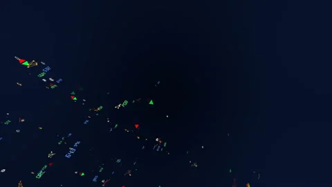 Activity at the bottom left of the screen. the movement of economic particles Video stock 87210468