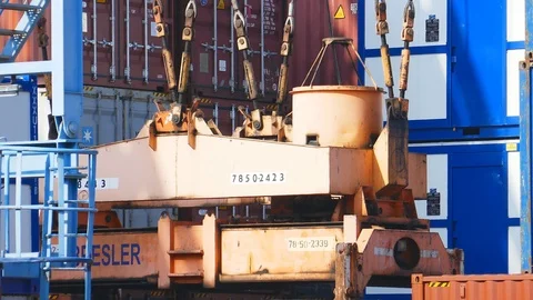 Activity at Cargo Container Port by gantry crane 4k Stock Footage 89487888
