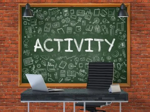 Activity on Chalkboard in the Office Stock Illustration