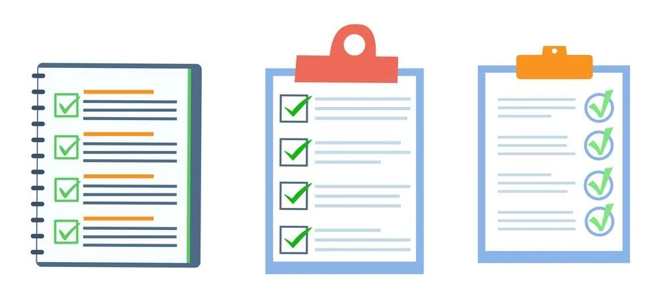 Activity check box set. Vector design of flat icon Stock Illustration