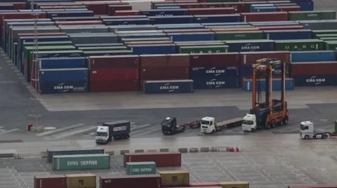 Activity in the container terminal.Time Lapse Stock Footage 53196685