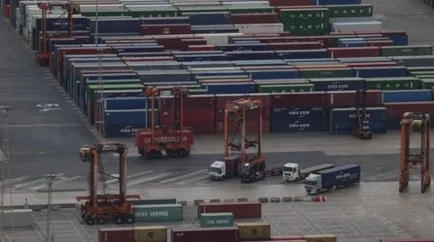 Activity in the container terminal.Time Lapse Stock Footage 53197024