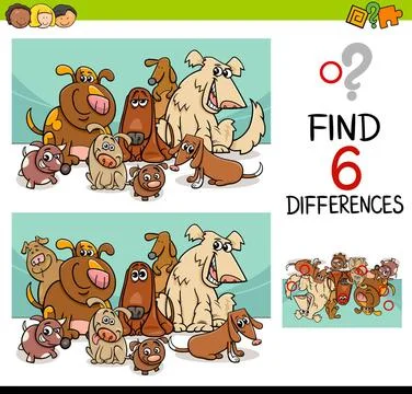 Activity of differences with dogs Cartoon Illustration of Finding the Deta... Foto stock