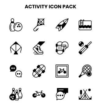 Activity DuoTone Collection Icons Pack Stock Illustration