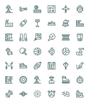 Activity Editable Vector Set with 42 128x128 Regular Line Icons Illustrazione stock