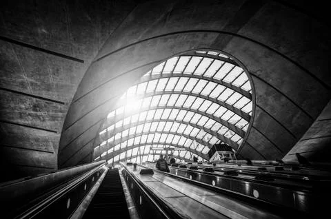 Activity on escalator in the station Stock Photos