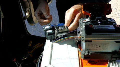 Activity For Fiber Optic Cable: Mechanical Splice Tool Stock Footage 86906524