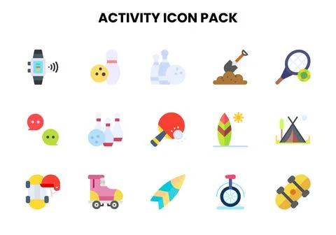 Activity Flat Bundle Icons Pack Stock Illustration