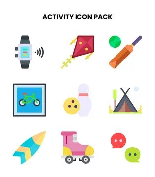 Activity Flat Collection Icons Pack Illustrazione stock