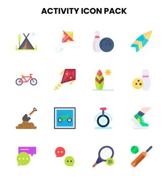 Activity Flat Scalable Icons Pack Stock Illustration