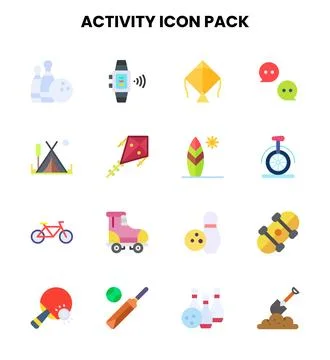 Activity Flat Scalable Icons Pack Stock Illustration