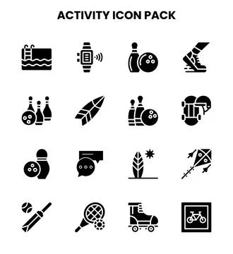 Activity Glyph Design Icons Pack Ilustración de archivo
