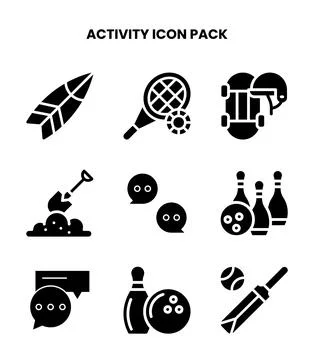 Activity Glyph Scalable Icons Pack Stock Illustration